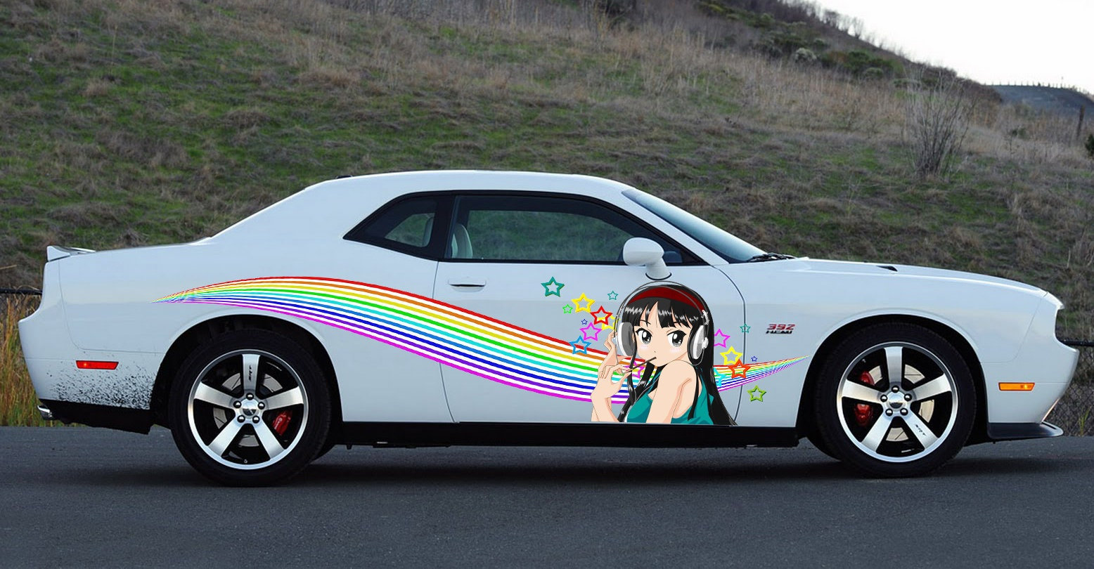 Car Side Auto Vinilo Calcomanía Arte Anime Chica Música Auriculares Comic  Manga Mcar6