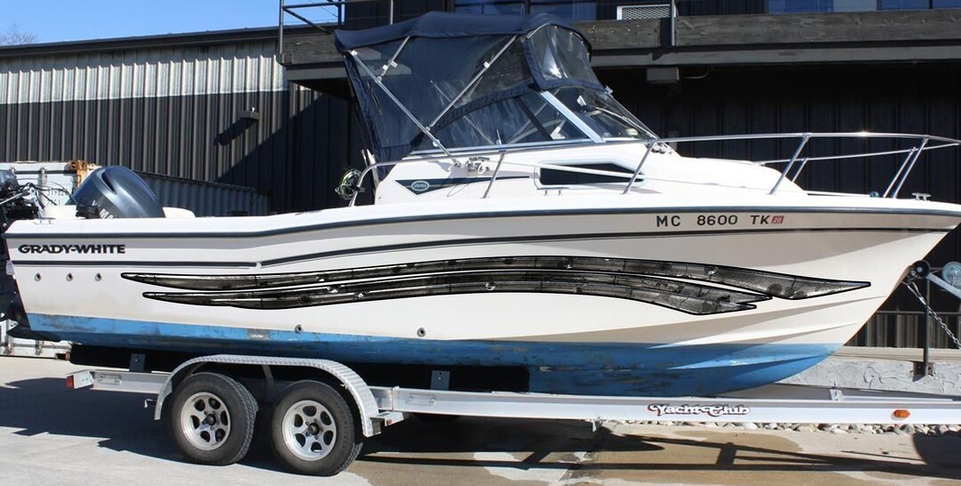 Racing Stripes Boat Wrap: Full Color Vinyl Decal Graphics - Etsy