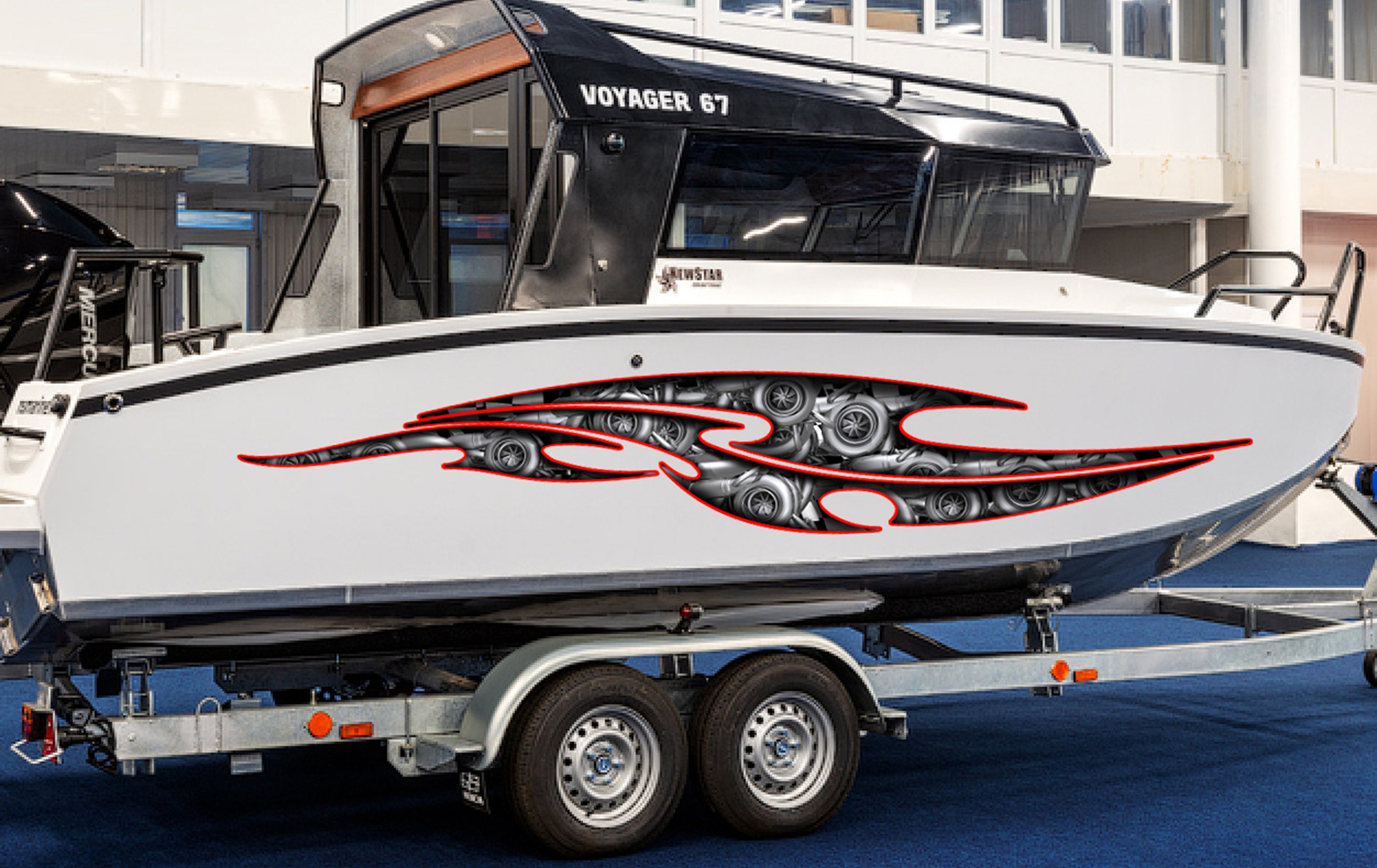 3D Sword Ripped Metal Vinyl Wrap ,Tattoo Boat Decals, Watercraft Vinyl