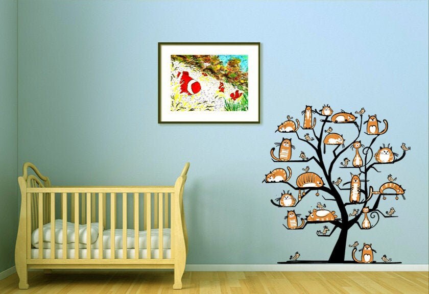Black Cat Tree Branches Wall Decor Stickers DIY Removable Art Etsy