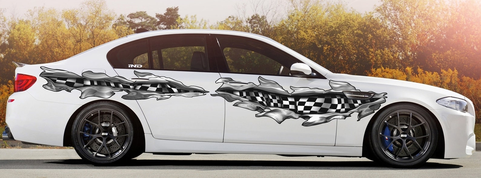 Ripped Metal Checkered Flag Car Wrap: Racing Stripes Vinyl Decal - Etsy