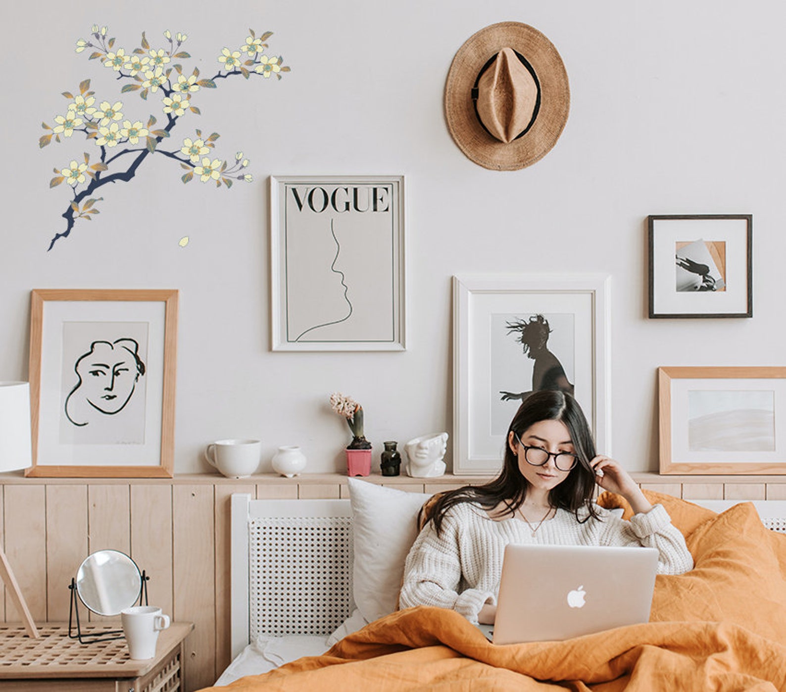 Japanese Tree Wall Art Decal Stickers Boho Sakura Branch Etsy