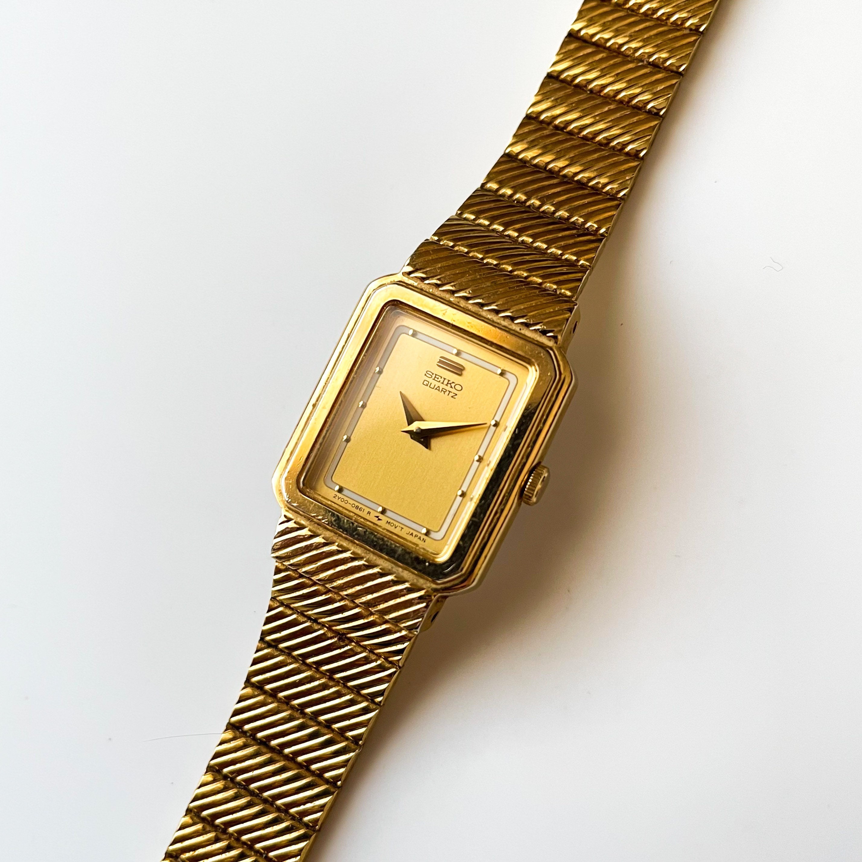 1988 Ladies' Gold-tone Seiko Quartz Watch With Rectangular - Etsy