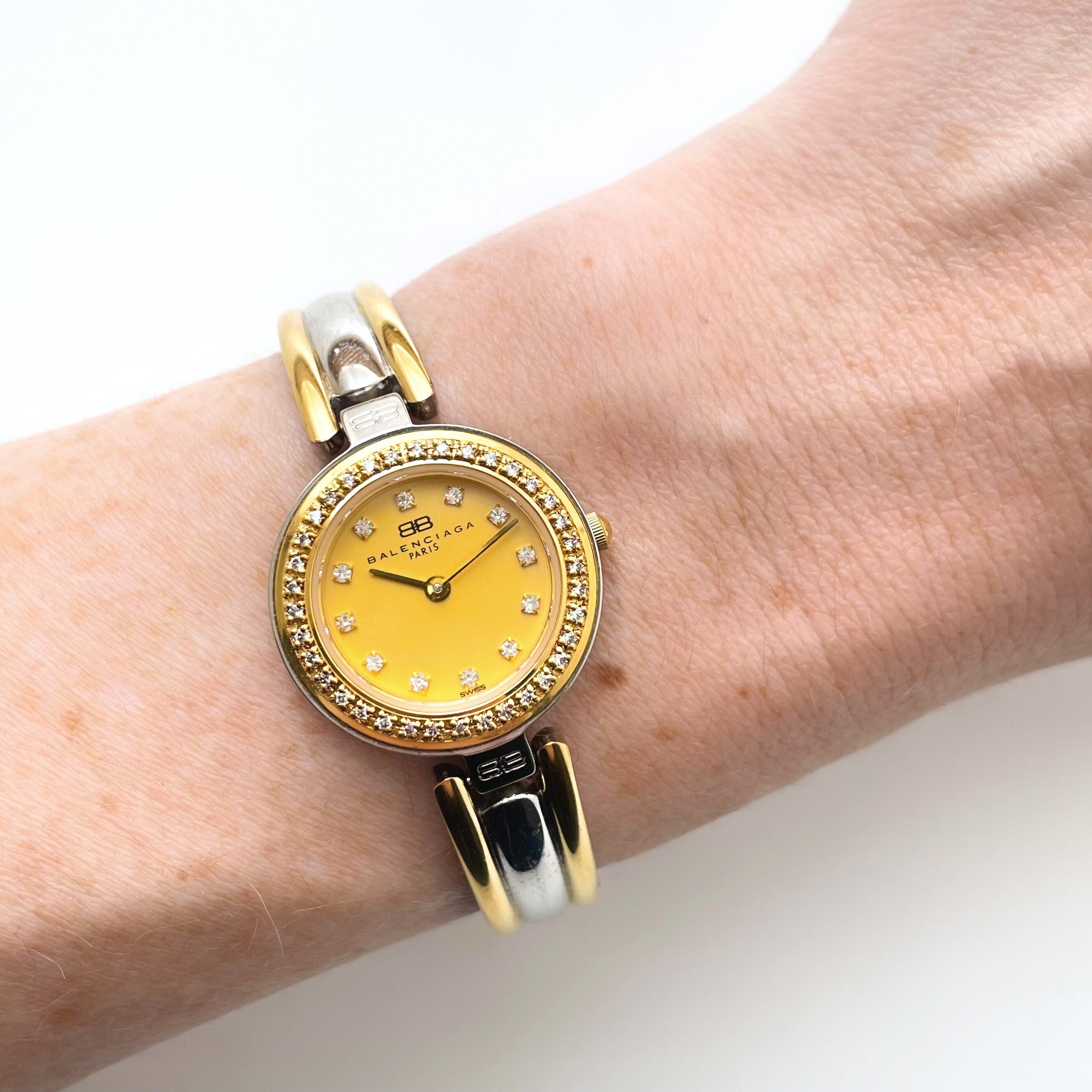 Vintage 1990s Two-tone Ladies' Balenciaga Bangle Quartz