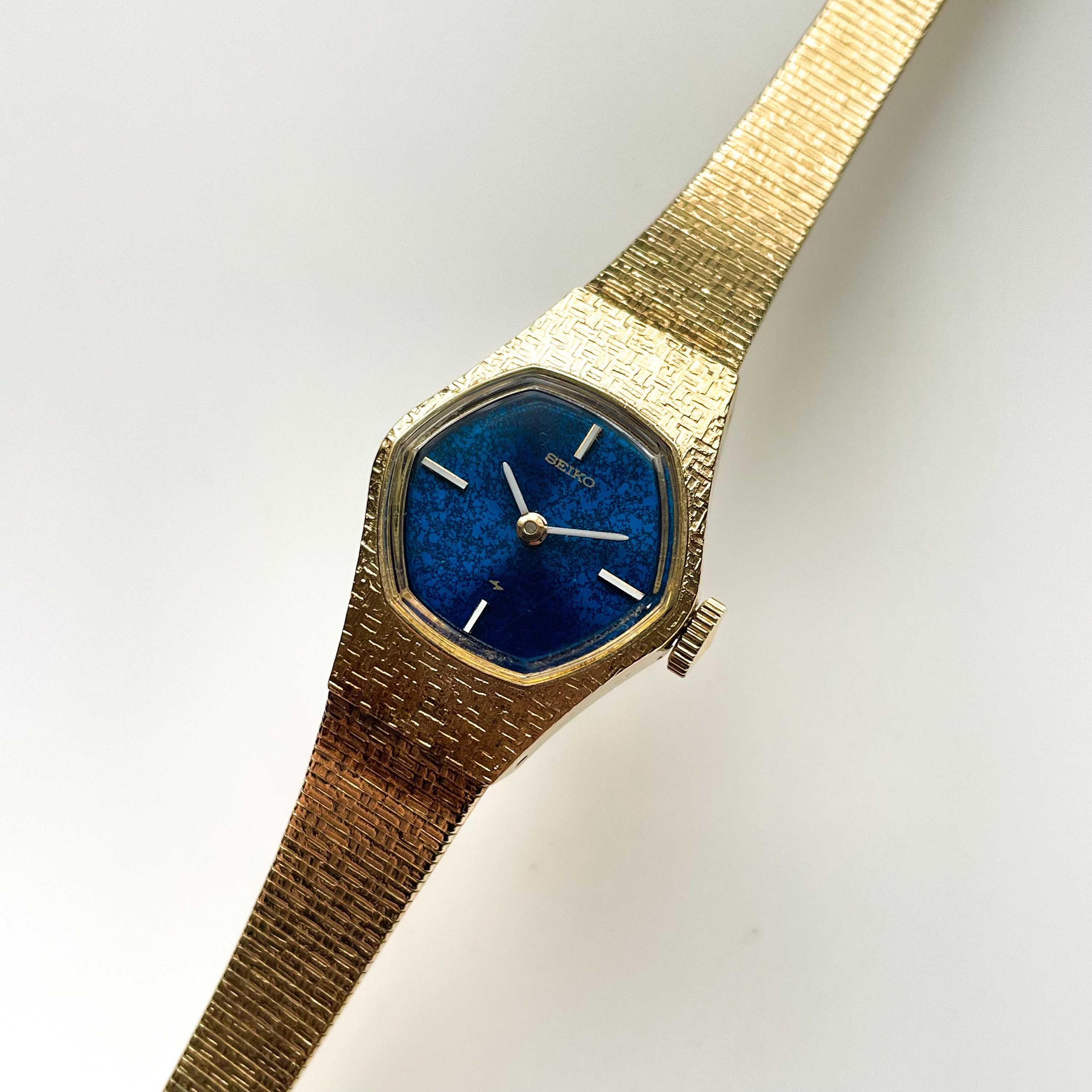 1974 Gold-tone Seiko Mechanical Watch With Blue Dial - Etsy