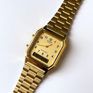 Unisex Gold-tone Casio Watch With Rectangular Dial - Etsy