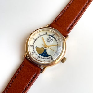 Seltene Vintage Damen-Emka Genève Mondphasen-Quarzuhr mit