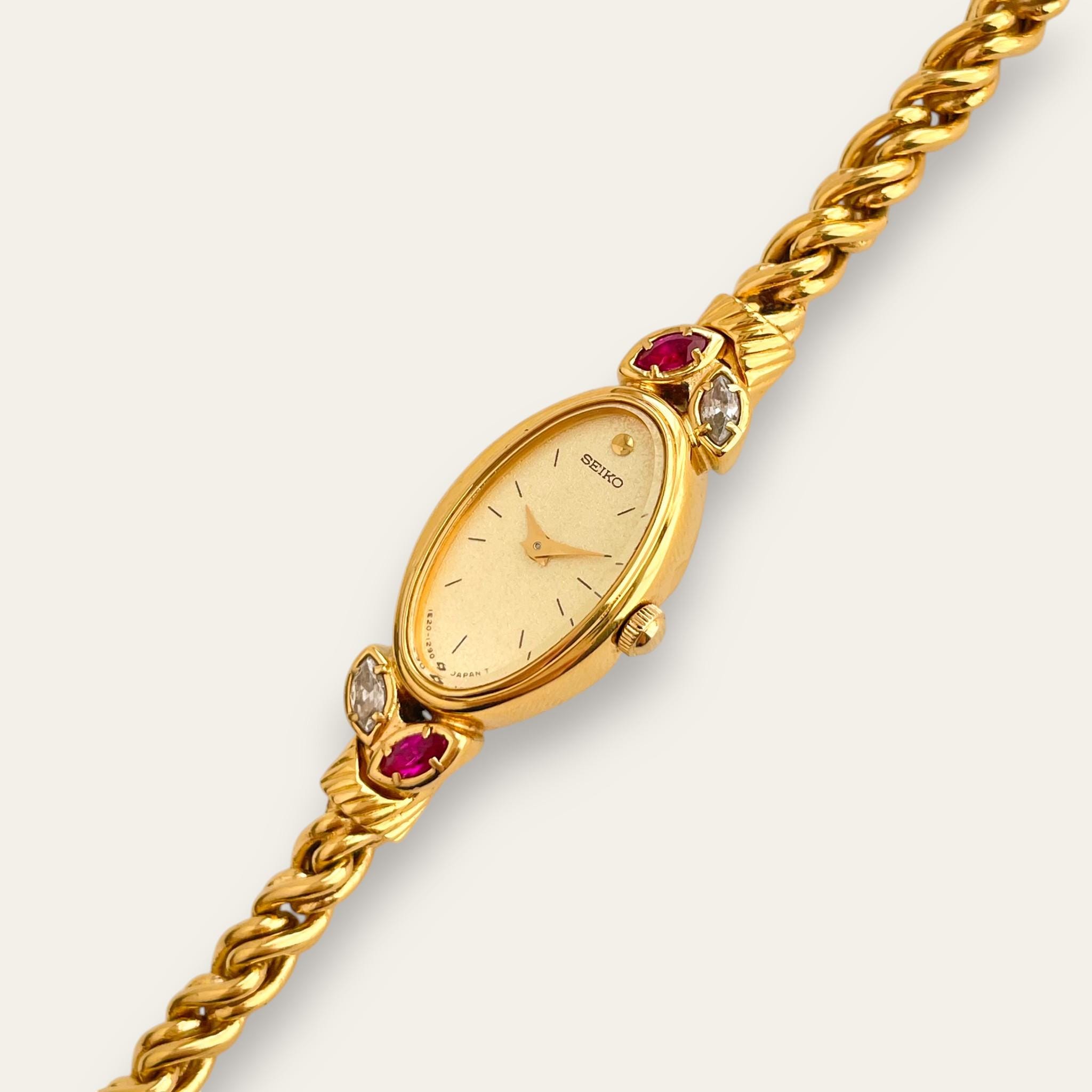 Seiko Lassale Vintage Diamonds Ladies Watch Two-Tone Dial
Gold Plated Bracelet Rare Vintage 1980 main image 2