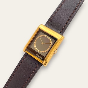 1980s Vintage Ladies' Gold-Plated Seiko Quartz Watch - Rectangular Dial
