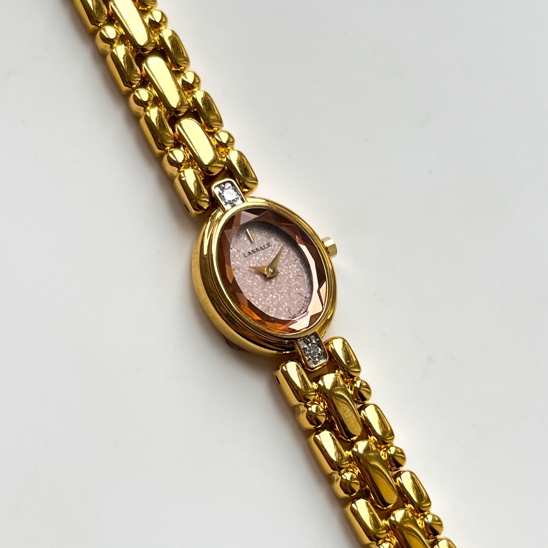 Very Rare 1990s Gold-plated Lassale seiko Quartz Watch With Light Pink ...