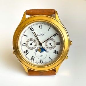 Vintage Men s Unisex Alfex Moon Phase Quartz Watch