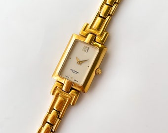 Vintage 1990s Gold-Plated Ladies' Givenchy Quartz Watch with Beige Dial