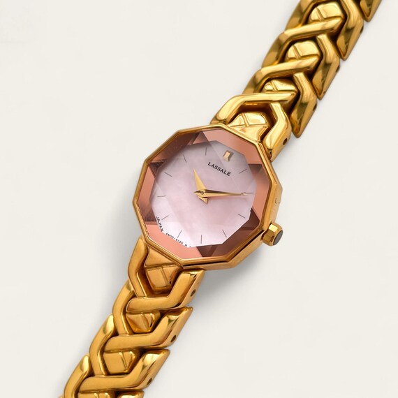 1990s Gold-plated Seiko Lassale Quartz Watch - Pink Dial  display picture 1