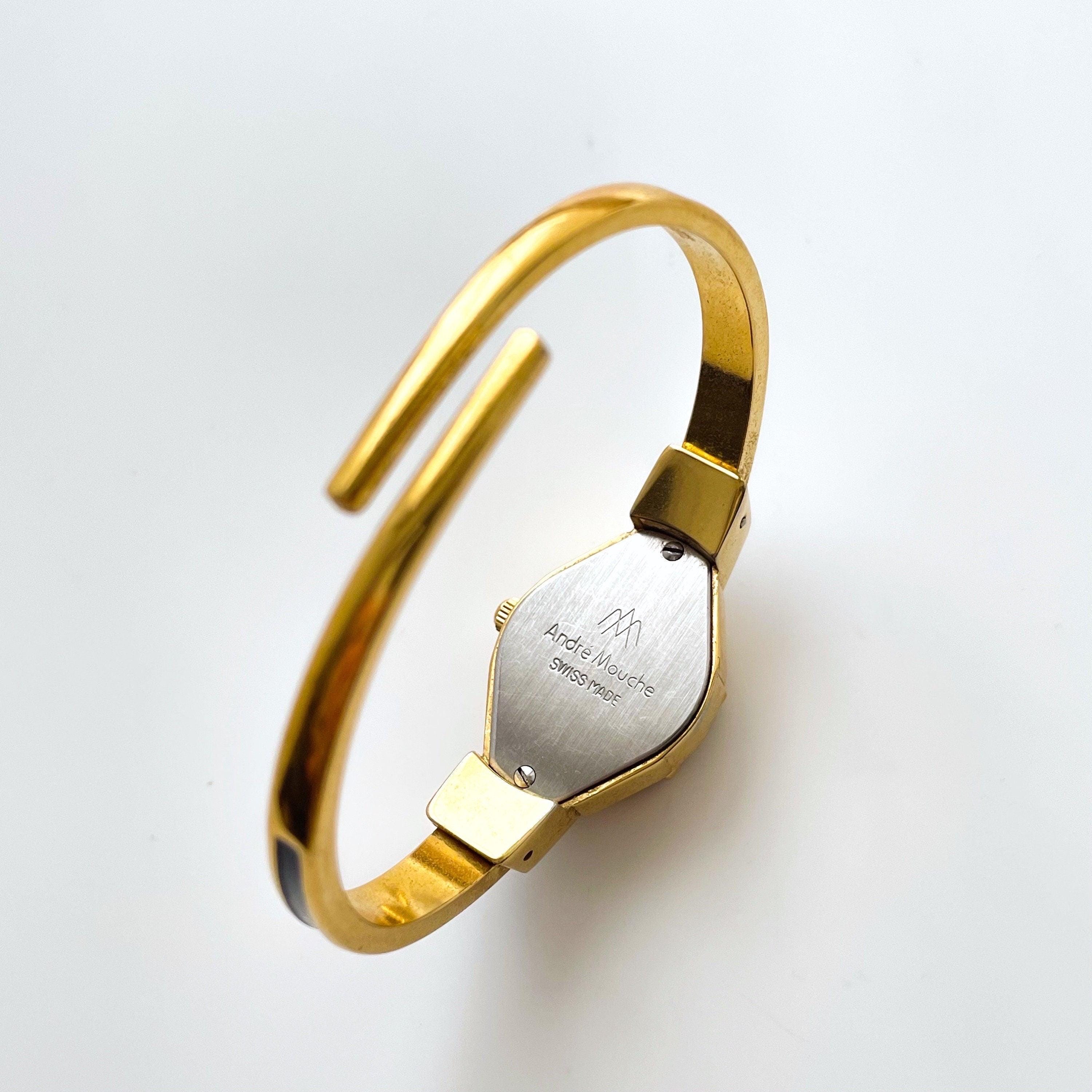 T*J様 ANDRE MOUCHE ゴールド　時計 Vintage André Mouche Quartz Watch With Navy Enamel Floral