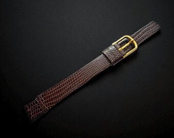 Cinturino Bordeaux Vera Pelle Coccodrillo 21/18mm Fatto A Mano Fibbia