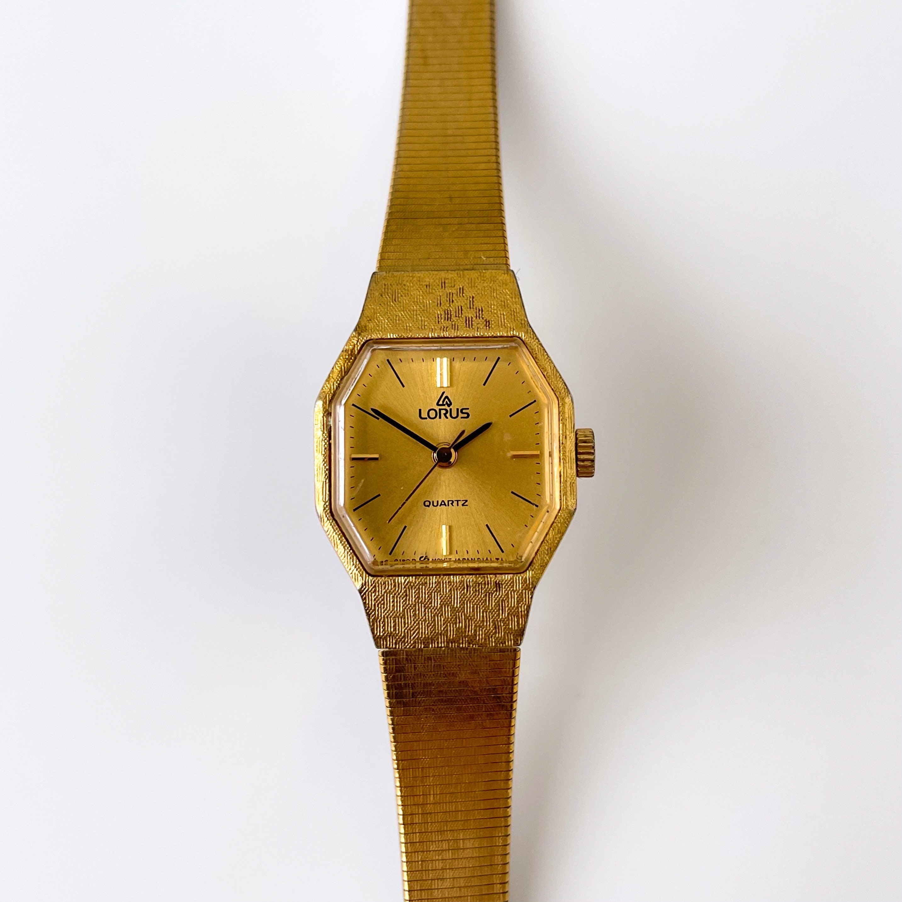 Ladies Gold Tone Lorus Quartz Watch with Octagon Dial