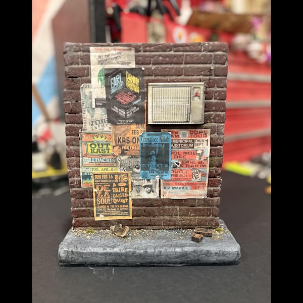 Hip-Hop Poster Wall Art – Mini Urban Brick Street Decor – Handmade Mixed Media Piece