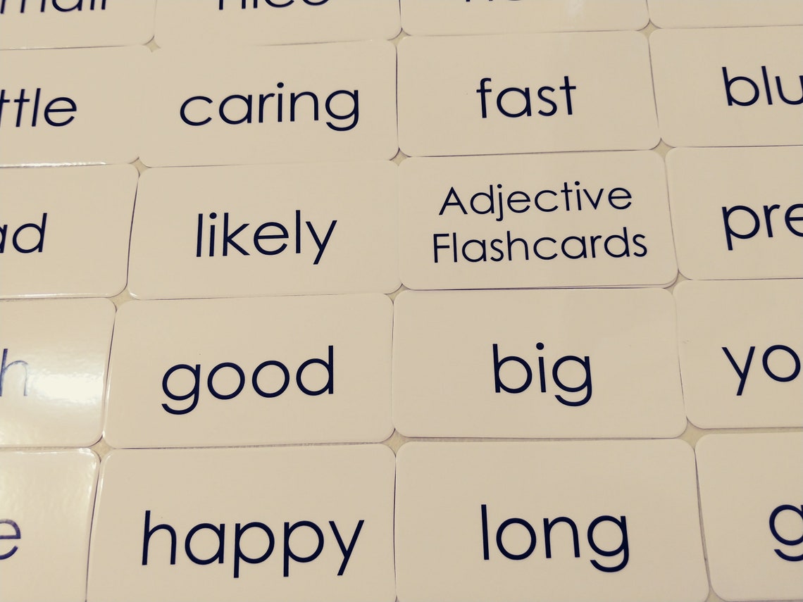 23 Laminated Adjectives Black and White Word Flashcards. Etsy