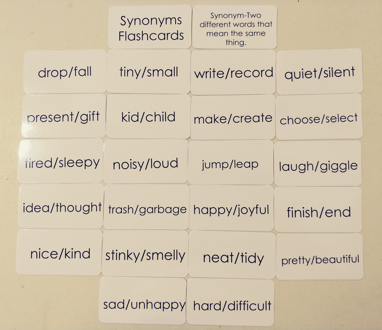 23 Laminated Synonyms Black and White Word Flashcards. Etsy
