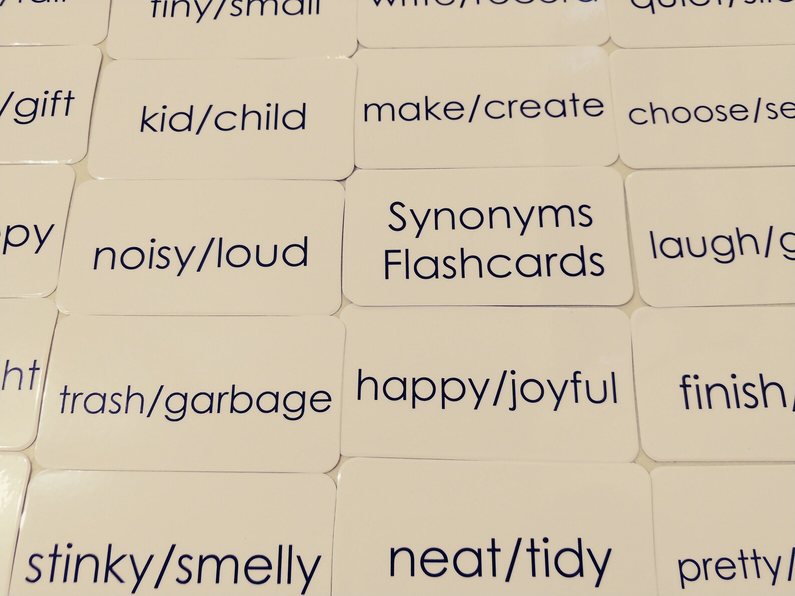 23 Laminated Synonyms Black and White Word Flashcards. Etsy