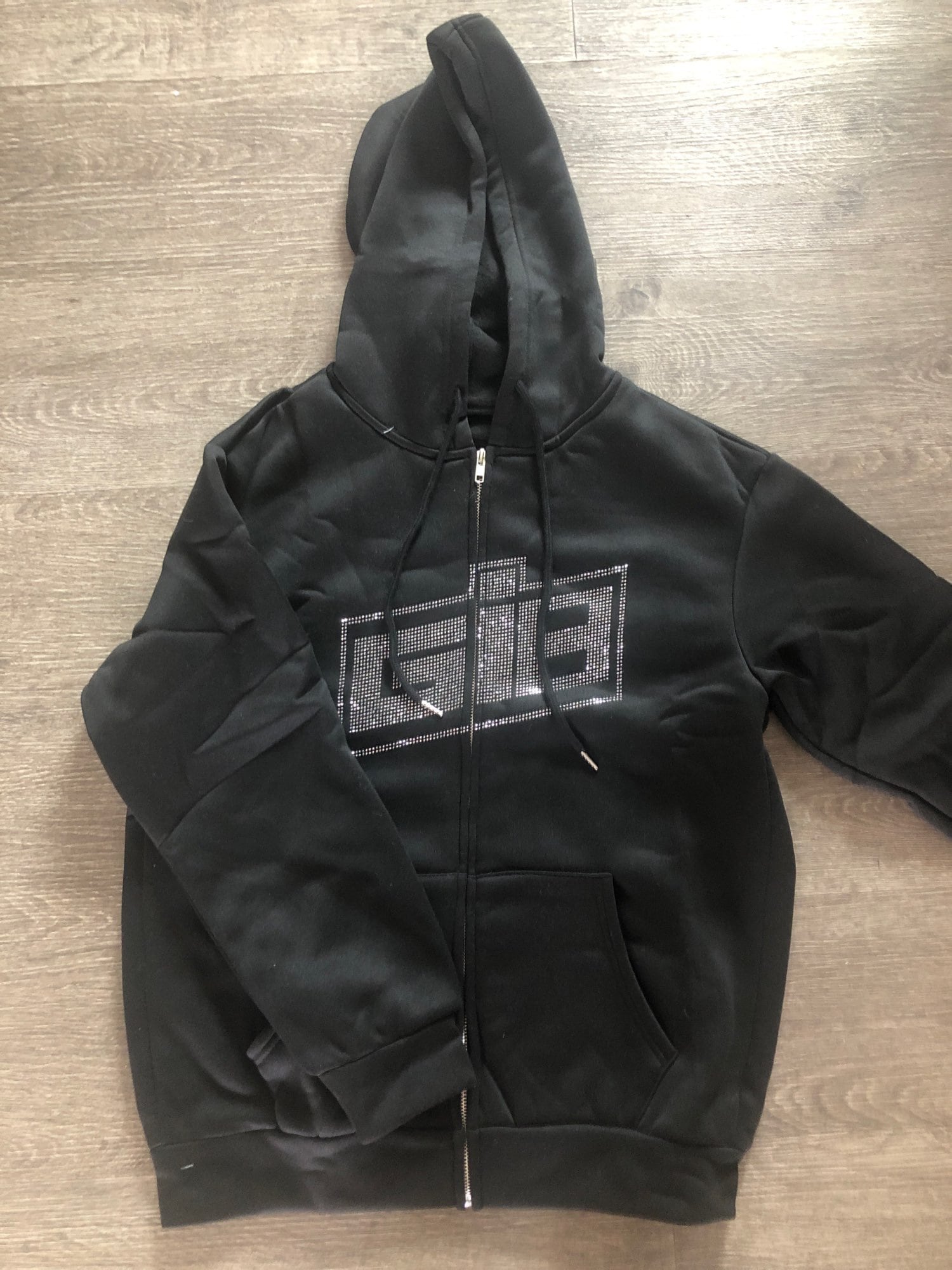 Y2K White/Black Rhinestone Zip Up Oversized Hoodie I am Gia Etsy