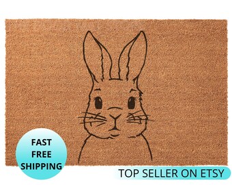 Rabbit Doormat Etsy
