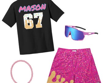 Mason 67 Halloween Costume, Baseball Ice Cream Drip Shorts , Boys baseball costume, Custom Jersey Shorts, custom sports clothing