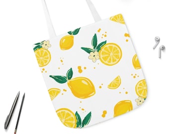 Lemon Canvas Tote Bag | Cute Lemon Bag | Shoulder Bag | Graphic Tote Bag | Totes | Tote Bags