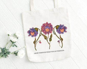 Bolso tote de lona floral / Bolso reutilizable / Bolso de hombro / Bolso tote de flores