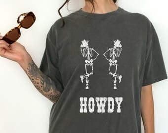 Howdy Cowboy Tee|Skeleton Cowboy Tee| Tanzendes Skelett Tee| Boho Tee| Vintage inspiriertes Baumwoll-T-Shirt | Unisex T-Shirt | Comfort Colors Tee