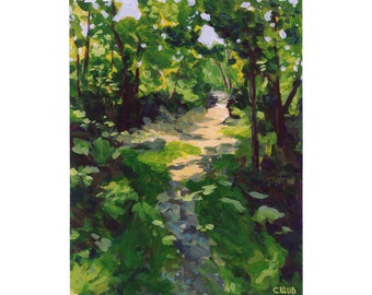 Trilha de montanha plana: paisagem florestal impressionista (download digital)
