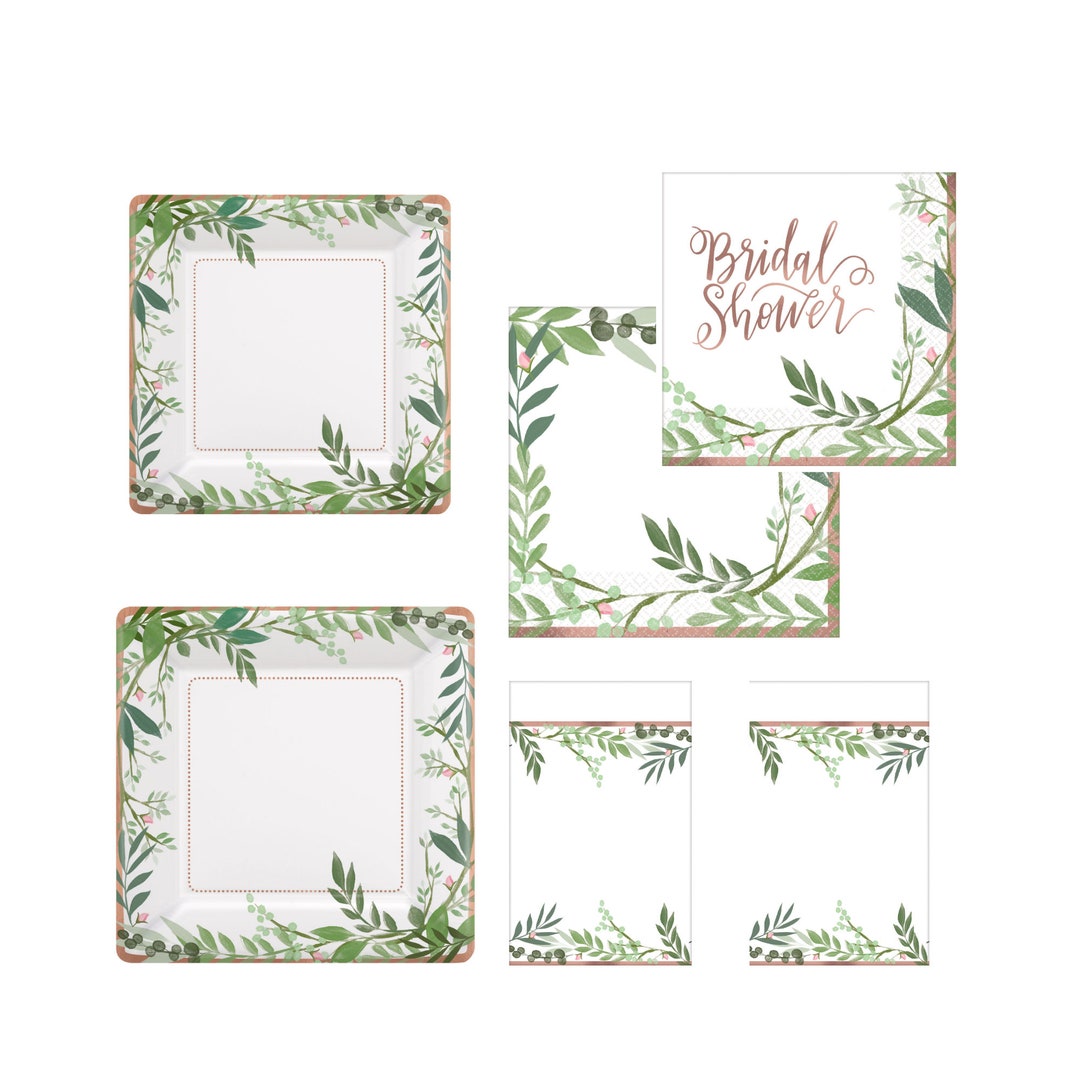 Bridal Shower Plates, Napkins, and Tablecloth Set for 16 Etsy