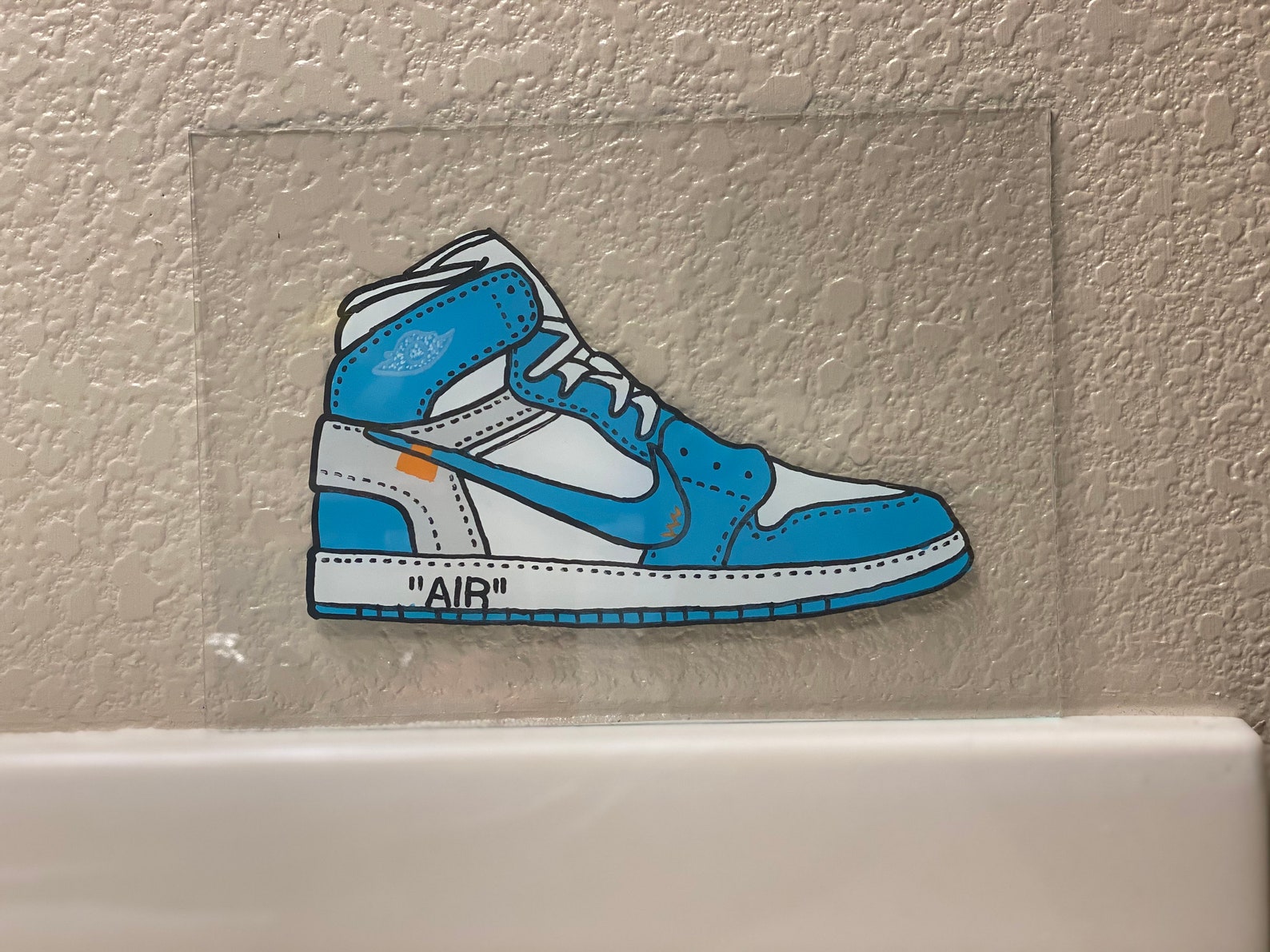 Off White Air Jordan 1 UNC Colorway Glass Painting | Etsy