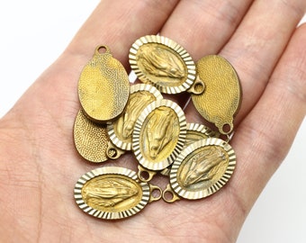 RAW BRASS, Catholic pendant, Brass, Jewelry making supplies, Religous pendant, 5 pcs, [RB12-G4]