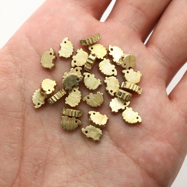 RAW BRASS, Hedgehog charm, Brass, Jewelry making supplies, 5 pcs, [RP4-G8]