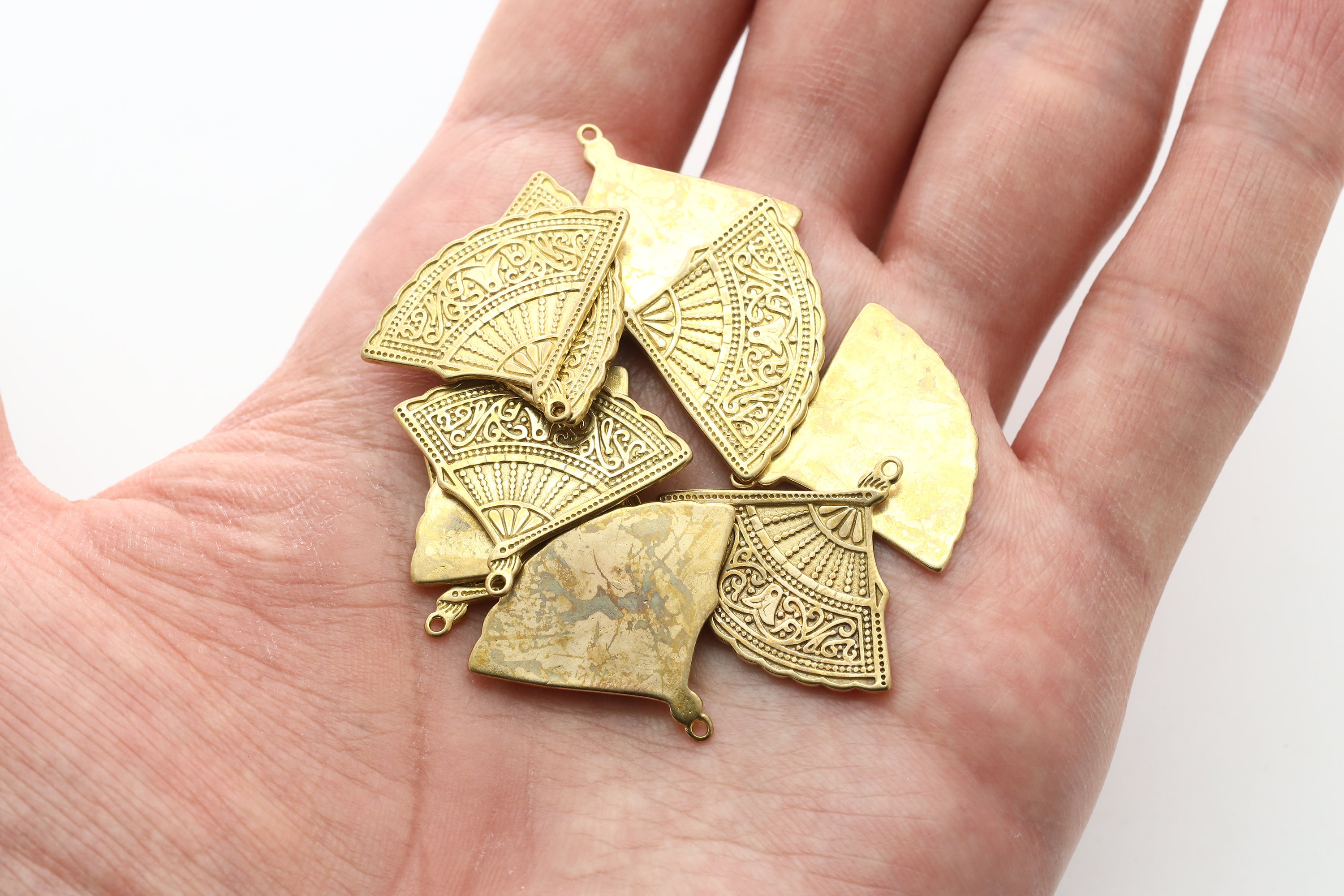 RAW BRASS Oriental Fan Pendant Brass Jewelry Making Etsy UK