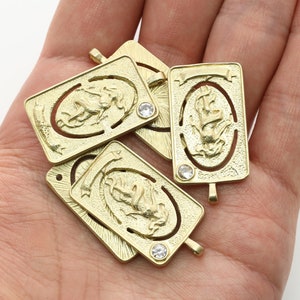 RAW BRASS, Pendentif pour cartes de tarot (Le Monde), Zircnoia cubique, Laiton, Fournitures de fabrication de bijoux, 5 pièces, [RQ16-G4]
