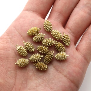 RAW BRASS, Pinecone Charm, Brass, Jewelry making supplies, 5 pcs, [RN18-R6]