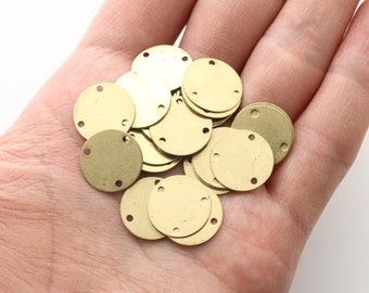RAW BRASS, Coin connector pendant w/ 3 holes, Brass, Jewelry making supplies, 5 pcs, [RB5-G3]