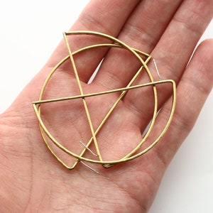 RAW BRASS, Earring, Brass, 925 silver post, Raw earrings, Earring making supplies, 10 pcs, [RT18-P1]