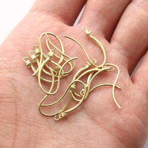 RAW BRASS, Earring hook w/ CZ w/ open loop, Brass, Cubic zircnoia, Cubic earrings, 10 pcs, [RN32-G3]
