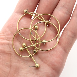 RAW BRASS, Pendulum post earrings, Brass, Stainless steel post, Raw earrings, Earring making supplies, 10 pcs, [RT38-R1]