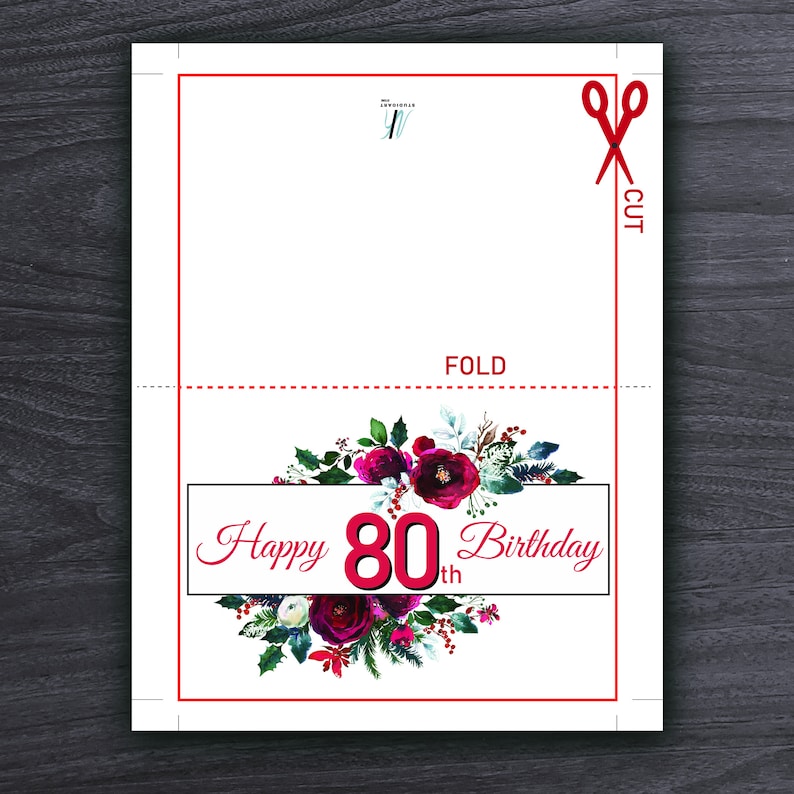 Instant Download Birthday Card 80th Birthday Card Printable 80th Birthday Card Looking Good at 80 Happy 80th Birthday