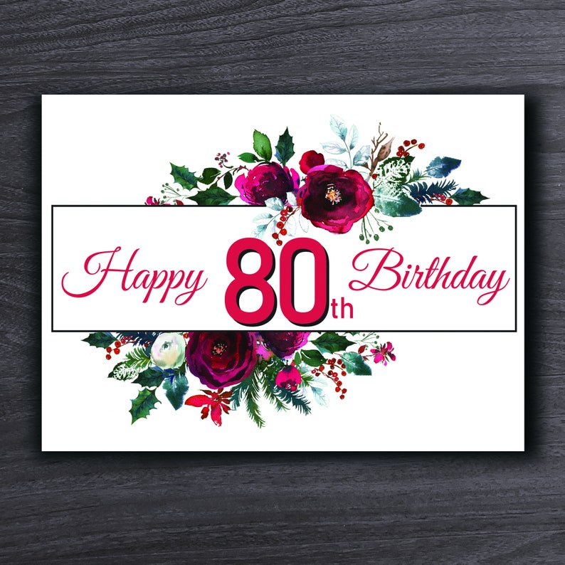 Instant Download Birthday Card 80th Birthday Card Printable 80th Birthday Card Looking Good at 80 Happy 80th Birthday