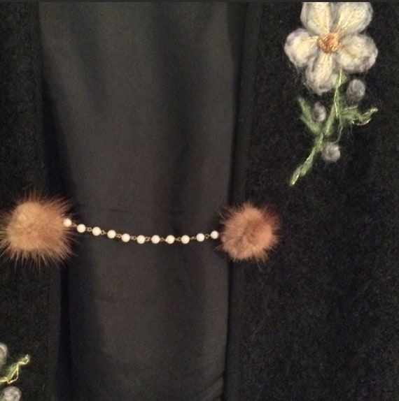 VINTAGE Mink and Pearl Sweater Guard/Clasp