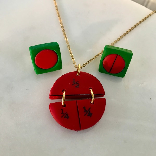 Montessori Fraction Necklace Earring Set | Math Teacher Necklace