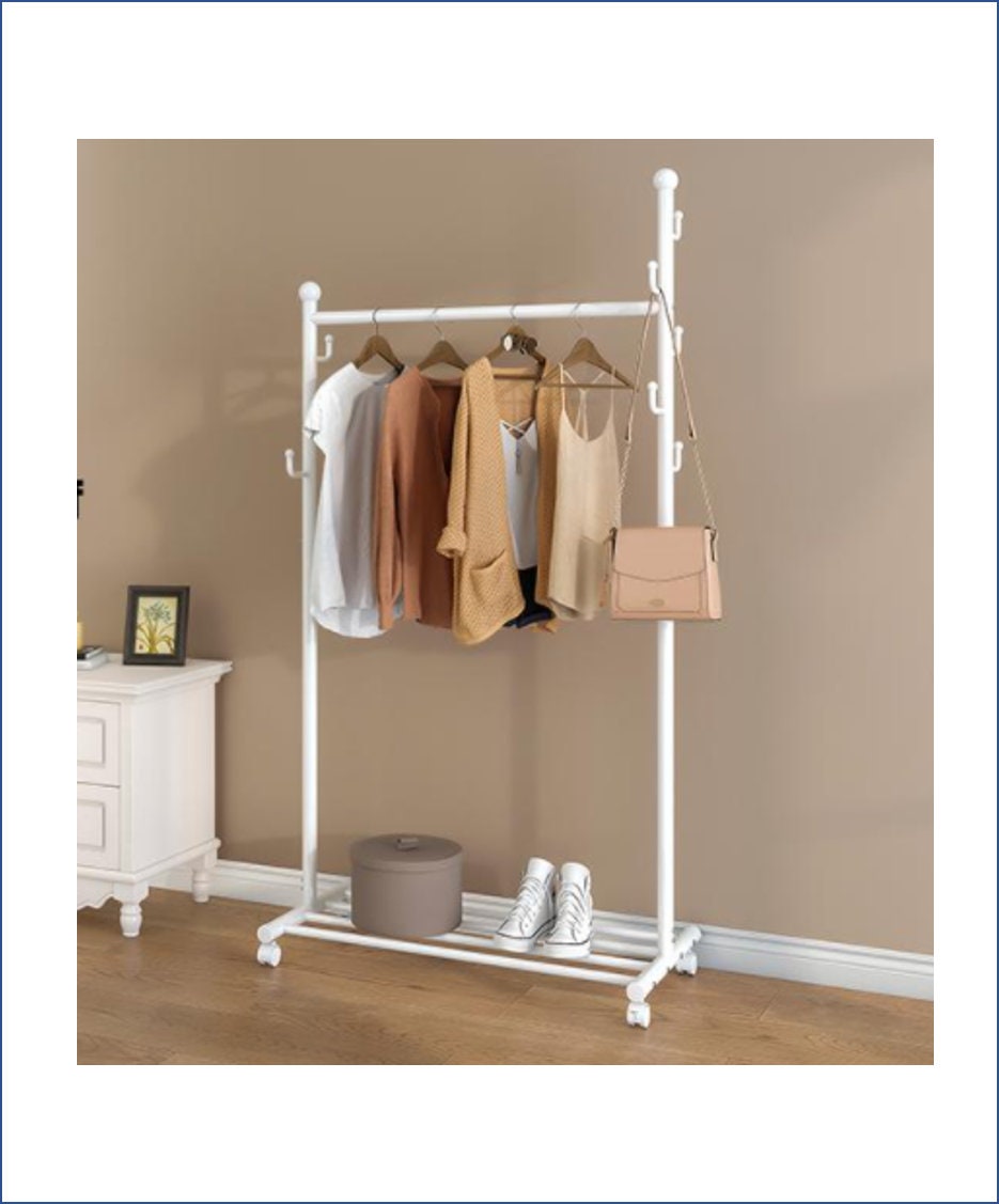 2in1 Coat Rack Rolling Garment Rack with Bottom Shelves 7 Etsy