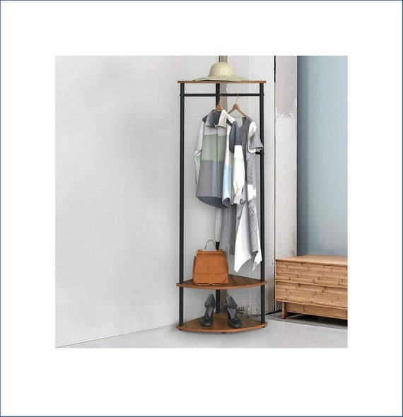 Coat Rack Stand Corner Hall Tree Coat Rack With 3 Shelf 4 Etsy