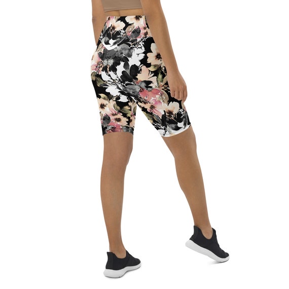 Floral High Waisted Bike Shorts With Pocket -  Finland