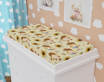 Gnomes and Sunflowers Baby Changing Pad Cover